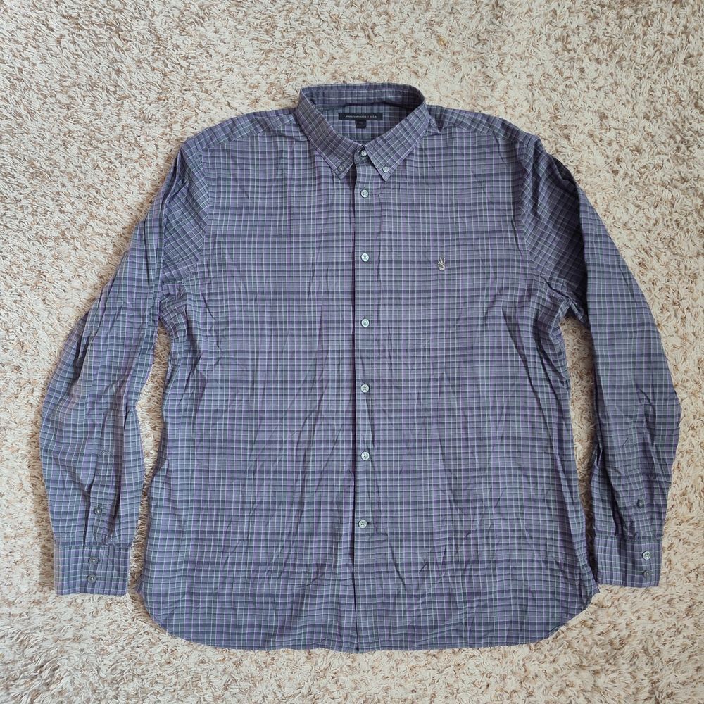 John Varvatos USA Men Sz XL Gray‎ Purple Plaid Long Sleeve Button Up Shirt - Picture 2 of 11